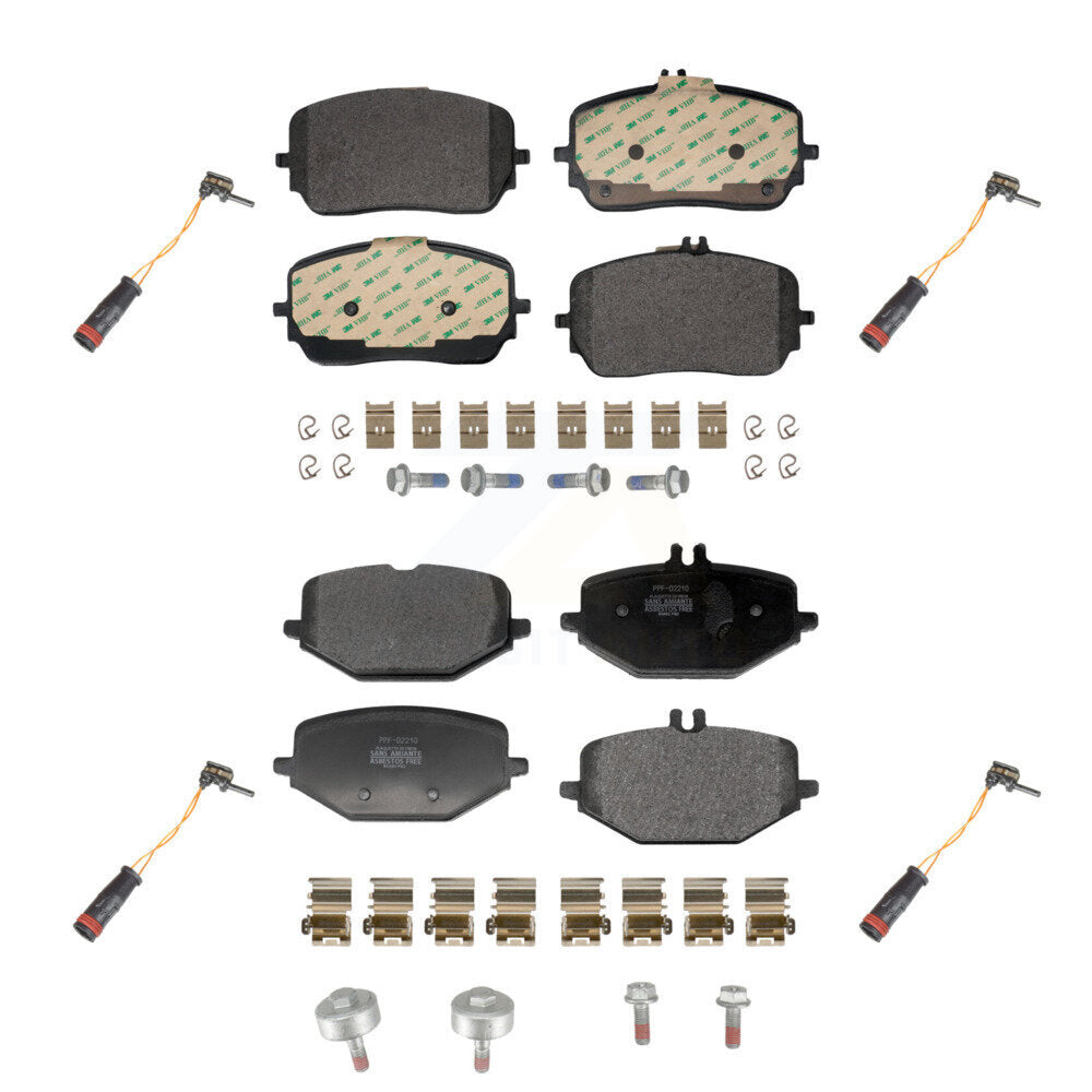 Positive Plus Front Rear Semi-Metallic Disc Brake Pads And Wear Sensors Kit For 2020 Mercedes-Benz GLE53 AMG Without Dynamic Package KPW-101698