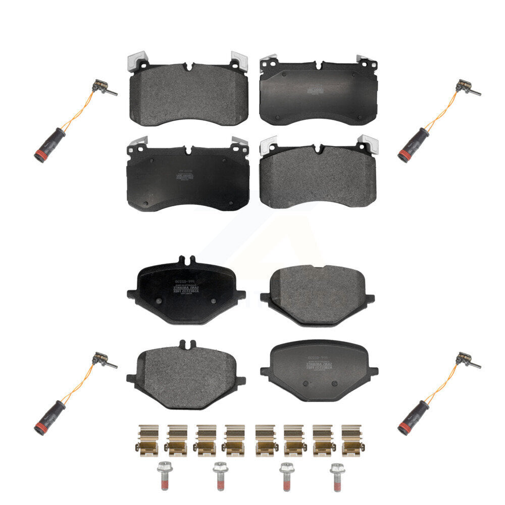 Positive Plus Front Rear Semi-Metallic Disc Brake Pads And Wear Sensors Kit For 2020 Mercedes-Benz GLE53 AMG With Dynamic Package KPW-101699