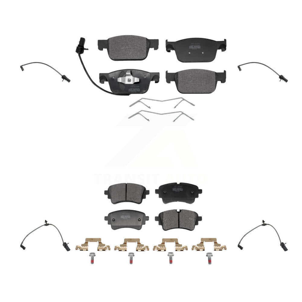 Positive Plus Front Rear Semi-Metallic Disc Brake Pads And Extra Wear Sensors Kit For 2021-2023 Audi A4 Quattro A5 Sportback With 314mm Diameter Rotor KPW-101701