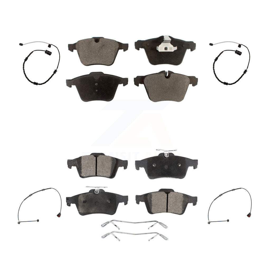 Positive Plus Front Rear Semi-Metallic Disc Brake Pads And Wear Sensors Kit For 2008 Jaguar XKR Without Alcon Brakes KPW-101703
