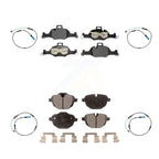 Positive Plus Front Rear Semi-Metallic Disc Brake Pads And Wear Sensors Kit For 2017-2023 BMW 530i xDrive Without Blue Painted Calipers KPW-101704