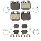 Positive Plus Front Rear Semi-Metallic Disc Brake Pads And Wear Sensors Kit For BMW M850i xDrive Gran Coupe M760i KPW-101705