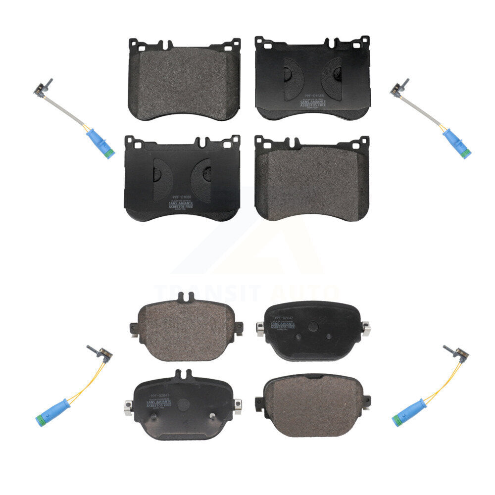 Positive Plus Front Rear Semi-Metallic Disc Brake Pads And Wear Sensors Kit For 2019-2021 Mercedes-Benz E53 AMG CLS53 KPW-101706