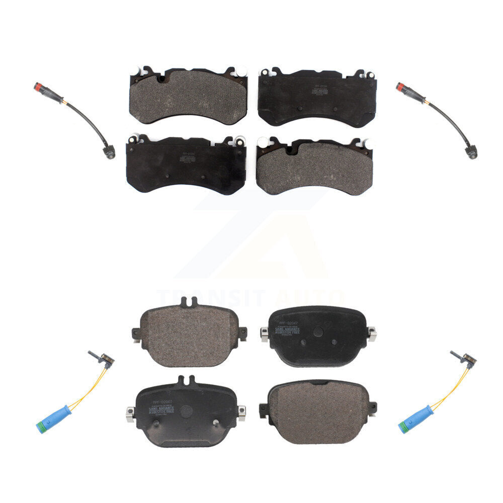 Positive Plus Front Rear Semi-Metallic Disc Brake Pads And Wear Sensors Kit For 2020-2021 Mercedes-Benz GLC63 AMG 4.0L With Cast Iron KPW-101707