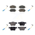 Positive Plus Front Rear Semi-Metallic Disc Brake Pads And Wear Sensors Kit For 2022-2023 Mercedes-Benz C300 Convertible Coupe Without Sport Package With 330mm Diameter Rotor KPW-101708