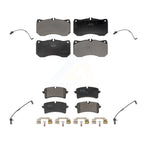 Positive Plus Front Rear Semi-Metallic Disc Brake Pads And Wear Sensors Kit For 2017 Audi A8 Quattro 6.3L With Ceramic Composite Brakes 400mm Diameter Rotor KPW-101709