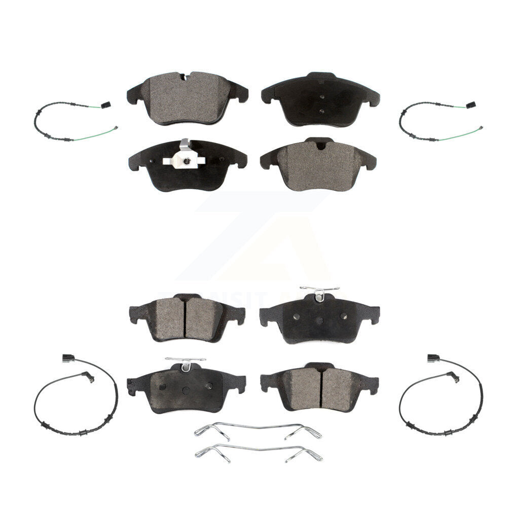 Positive Plus Front Rear Semi-Metallic Disc Brake Pads And Wear Sensors Kit For 2013 Jaguar XF 2.0L with 356mm Rotor KPW-101713
