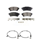 Positive Plus Rear Semi-Metallic Disc Brake Pads And Wear Sensors Kit For 2016-2020 Lexus GS350 3.5L 380mm Front Brembo 6 Piston Calipers KPW-101723