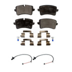 Positive Plus Rear Semi-Metallic Disc Brake Pads And Wear Sensors Kit For 2017 Porsche Macan 3.6L with Ceramic Rotor KPW-101729