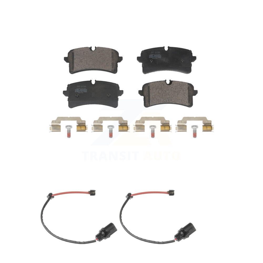 Positive Plus Rear Semi-Metallic Disc Brake Pads And Wear Sensors Kit For 2018 Audi RS7 With Ceramic Composite Brakes KPW-101732
