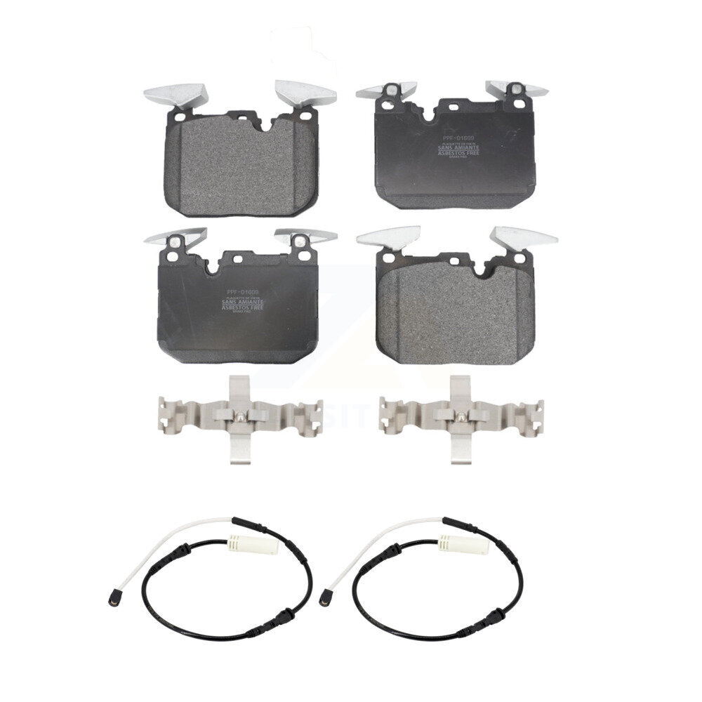 Positive Plus Front Semi-Metallic Disc Brake Pads And Wear Sensors Kit For 2013 BMW 328i Sedan with 3.0L With 340mm Diameter Rotor KPW-101757