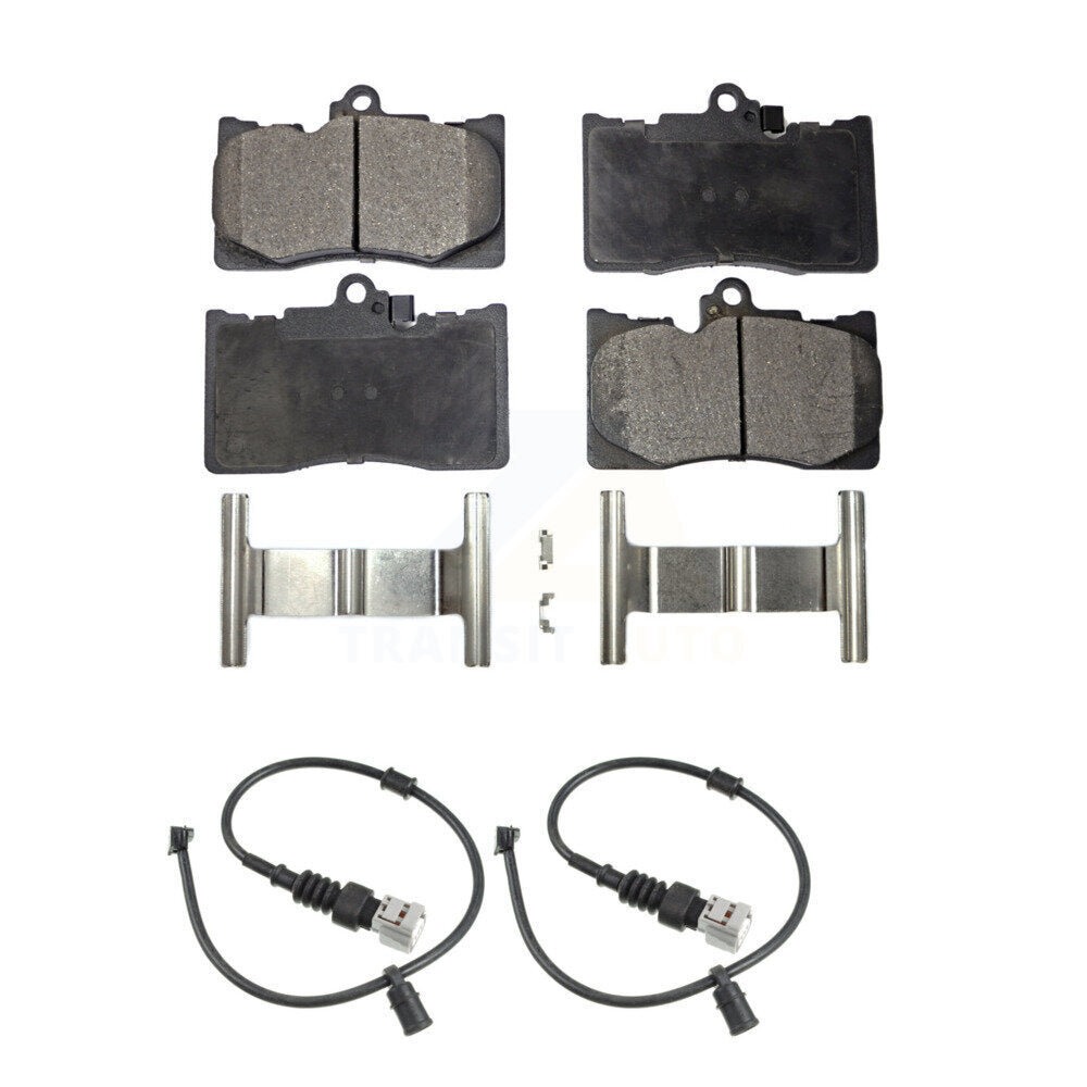 Positive Plus Front Semi-Metallic Disc Brake Pads And Wear Sensors Kit For 2016-2020 Lexus GS350 AWD with 3.5L 380mm Brembo 6 Piston Calipers KPW-101758