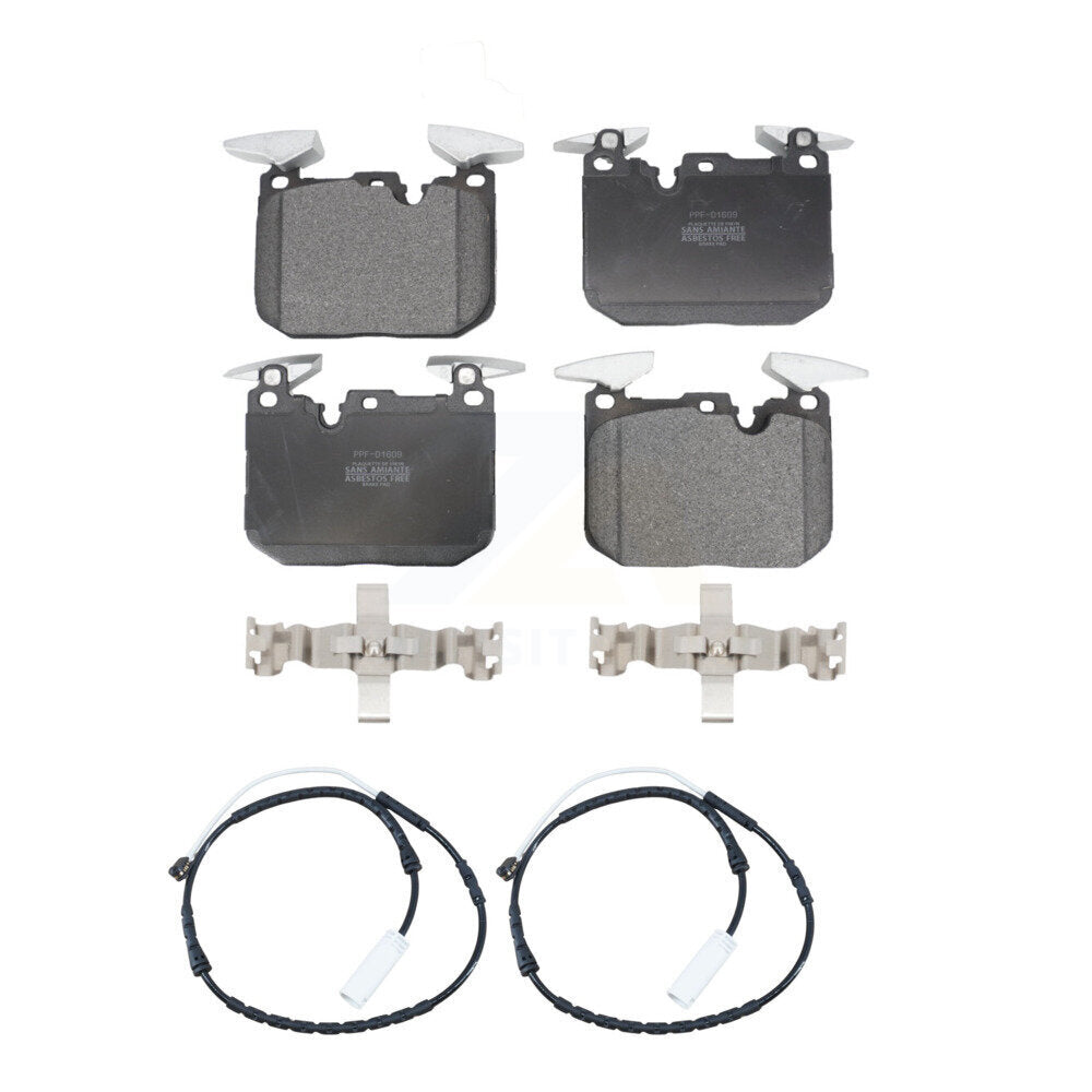 Positive Plus Front Semi-Metallic Disc Brake Pads And Wear Sensors Kit For 2013 BMW 328i xDrive Sedan with 3.0L With 340mm Diameter Rotor KPW-101761