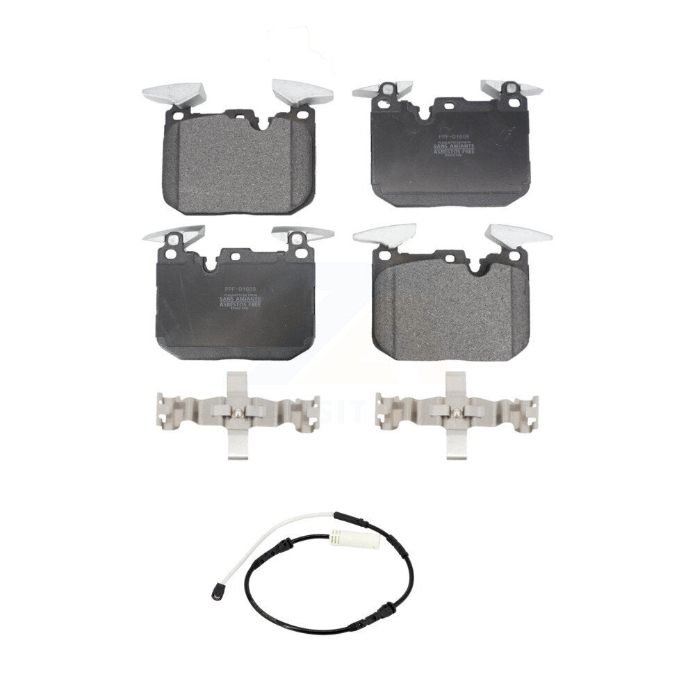 Positive Plus Front Semi-Metallic Disc Brake Pads And Wear Sensors Kit For 2013 BMW 328i Sedan with 3.0L With 340mm Diameter Rotor KPW-101802