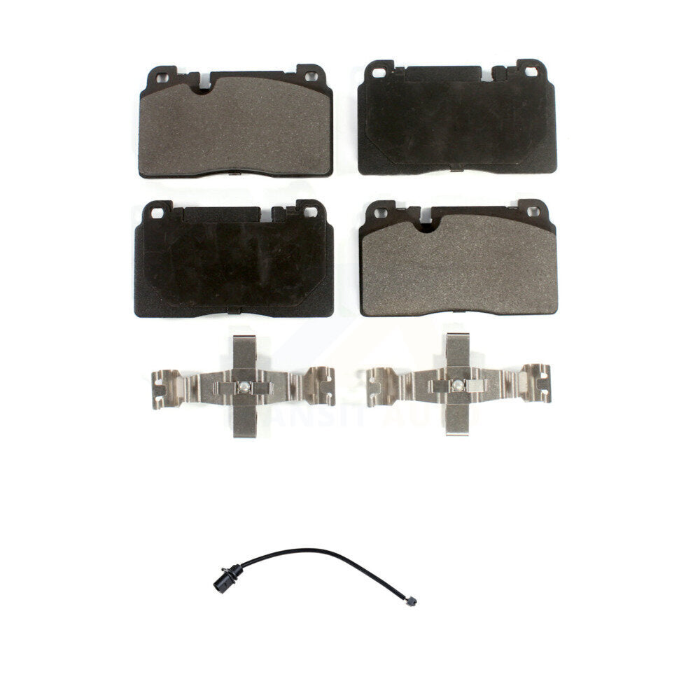 Positive Plus Front Semi-Metallic Disc Brake Pads And Wear Sensors Kit For 2017-2019 Porsche Macan 2.0L With Cast Iron Black Painted Calipers KPW-101805