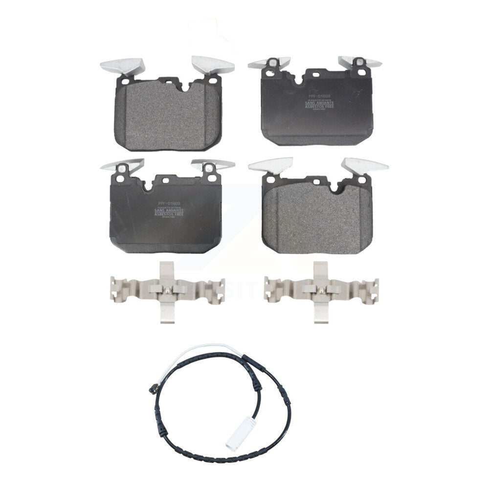Positive Plus Front Semi-Metallic Disc Brake Pads And Wear Sensors Kit For 2013 BMW 328i xDrive Sedan with 3.0L With 340mm Diameter Rotor KPW-101806