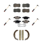 Positive Plus Front Rear Semi-Metallic Disc Brake Pads And Wear Sensors Kit (7Pc) For Mercedes-Benz E350 With 344mm Diameter Rotor KPW-101830