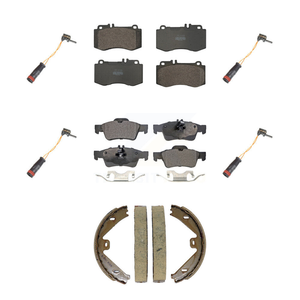 Positive Plus Front Rear Semi-Metallic Disc Brake Pads And Wear Sensors Kit (7Pc) For Mercedes-Benz E350 E550 CLS400 E400 KPW-101831