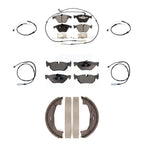 Positive Plus Front Rear Semi-Metallic Disc Brake Pads And Extra Wear Sensors Kit (7Pc) For BMW 323i 328i KPW-101834