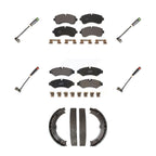 Positive Plus Front Rear Semi-Metallic Disc Brake Pads And Wear Sensors Kit (7Pc) For Mercedes-Benz Sprinter 1500 With Manual Parking KPW-101839