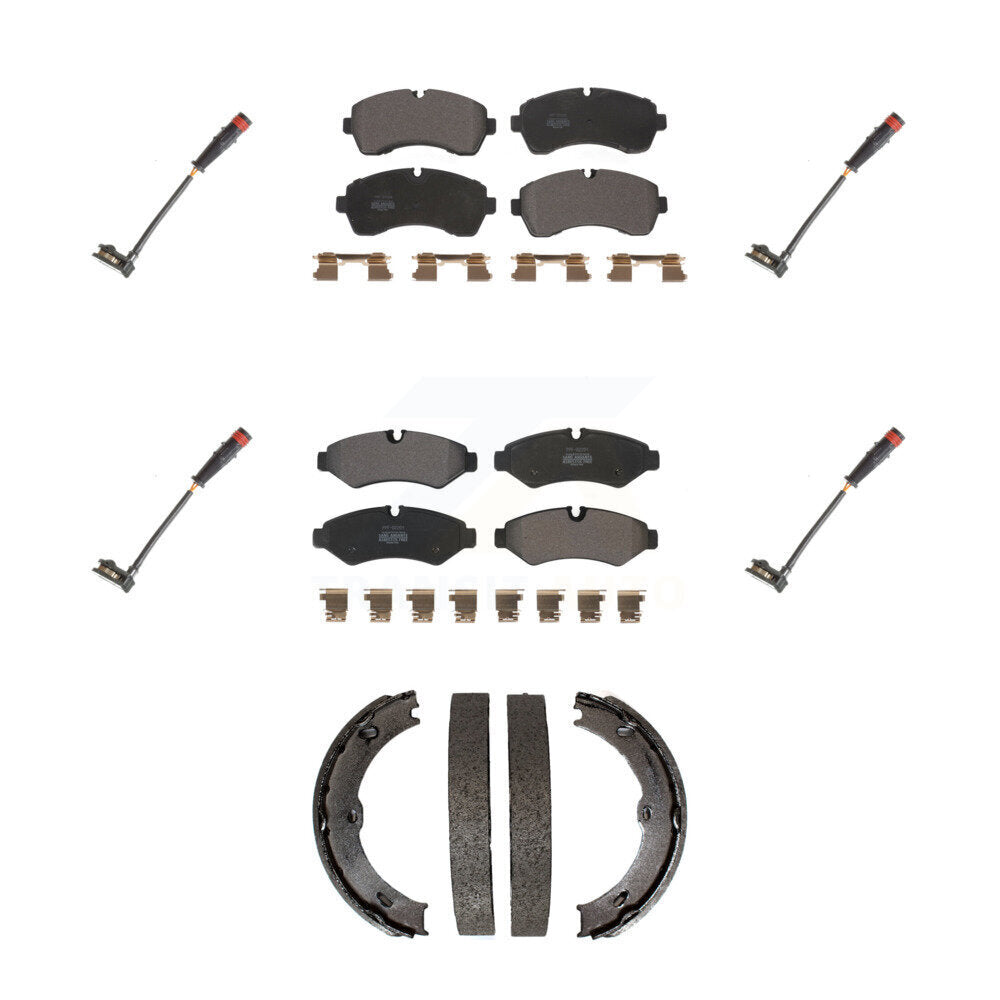 Positive Plus Front Rear Semi-Metallic Disc Brake Pads And Wear Sensors Kit (7Pc) For 2020 Mercedes-Benz Sprinter 1500 2.0L With Manual Parking KPW-101840