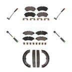 Positive Plus Front Rear Semi-Metallic Disc Brake Pads And Wear Sensors Kit (7Pc) For 2020 Mercedes-Benz Sprinter 3500XD With Single Wheels Electric Parking KPW-101842