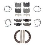 Positive Plus Front Rear Semi-Metallic Disc Brake Pads And Wear Sensors Kit (7Pc) For 2013 BMW 328i xDrive Sedan with AWD 3.0L With 340mm Diameter Rotor KPW-101846