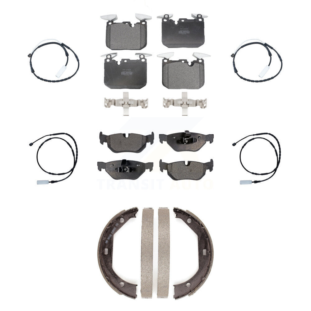 Positive Plus Front Rear Semi-Metallic Disc Brake Pads And Wear Sensors Kit (7Pc) For 2013 BMW 328i xDrive Sedan with AWD 3.0L With 340mm Diameter Rotor KPW-101846