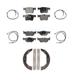 Positive Plus Front Rear Semi-Metallic Disc Brake Pads And Wear Sensors Kit (7Pc) For 2013 BMW 328i xDrive Sedan with AWD 3.0L With 312mm Diameter Rotor KPW-101847