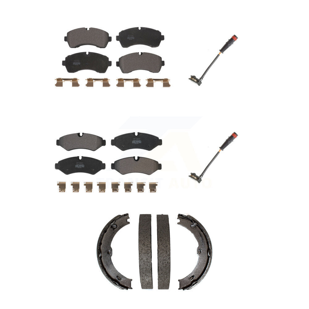 Positive Plus Front Rear Semi-Metallic Disc Brake Pads And Wear Sensors Kit (5Pc) For 2020 Mercedes-Benz Sprinter 1500 2.0L With Manual Parking KPW-101855