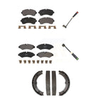 Positive Plus Front Rear Semi-Metallic Disc Brake Pads And Wear Sensors Kit (5Pc) For 2020 Mercedes-Benz Sprinter 3500XD With Single Wheels Electric Parking KPW-101856