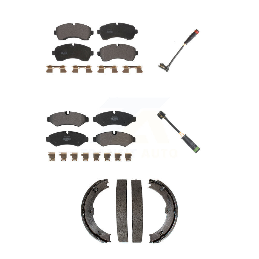 Positive Plus Front Rear Semi-Metallic Disc Brake Pads And Wear Sensors Kit (5Pc) For 2020 Mercedes-Benz Sprinter 3500XD With Single Wheels Electric Parking KPW-101856
