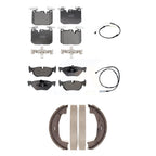 Positive Plus Front Rear Semi-Metallic Disc Brake Pads And Wear Sensors Kit (5Pc) For 2013 BMW 328i Sedan with 3.0L With 340mm Diameter Rotor KPW-101859