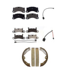 Positive Plus Front Rear Semi-Metallic Disc Brake Pads And Wear Sensors Kit (5Pc) For Porsche Cayenne with Ceramic Composite KPW-101861
