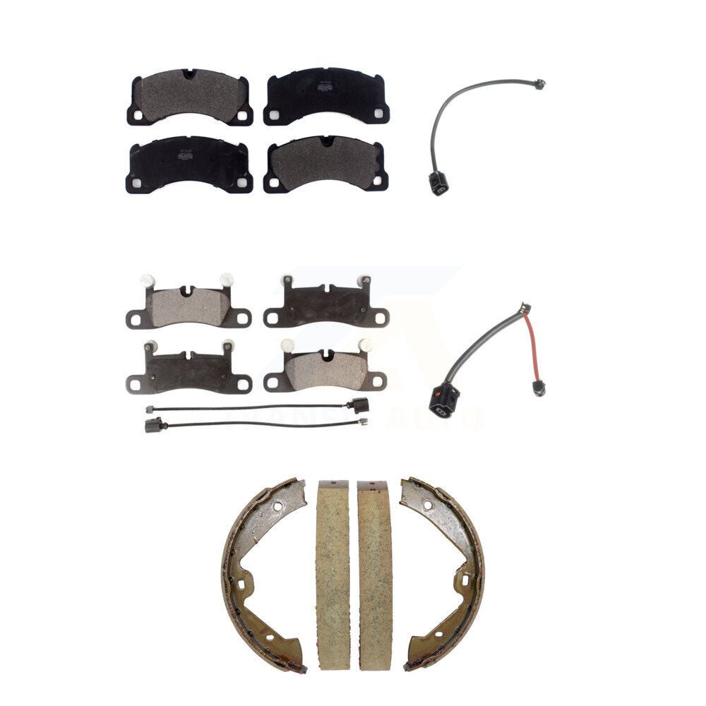 Positive Plus Front Rear Semi-Metallic Disc Brake Pads And Wear Sensors Kit (5Pc) For Porsche Cayenne with Ceramic Composite KPW-101861