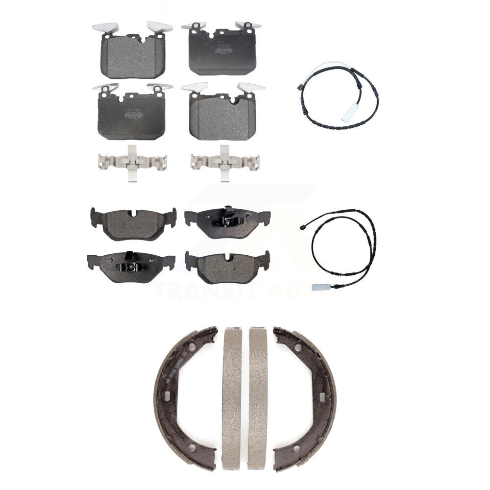 Positive Plus Front Rear Semi-Metallic Disc Brake Pads And Wear Sensors Kit (5Pc) For 2013 BMW 328i xDrive Sedan with AWD 3.0L With 340mm Diameter Rotor KPW-101862