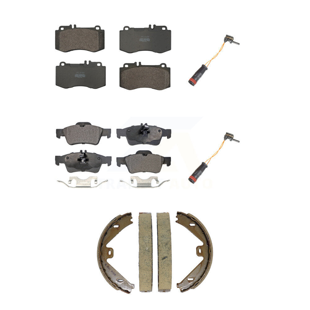 Positive Plus Front Rear Semi-Metallic Disc Brake Pads And Wear Sensors Kit (5Pc) For Mercedes-Benz E350 E550 CLS400 E400 KPW-101866