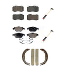 Positive Plus Front Rear Semi-Metallic Disc Brake Pads And Wear Sensors Kit (5Pc) For Mercedes-Benz E350 With 344mm Diameter Rotor KPW-101867