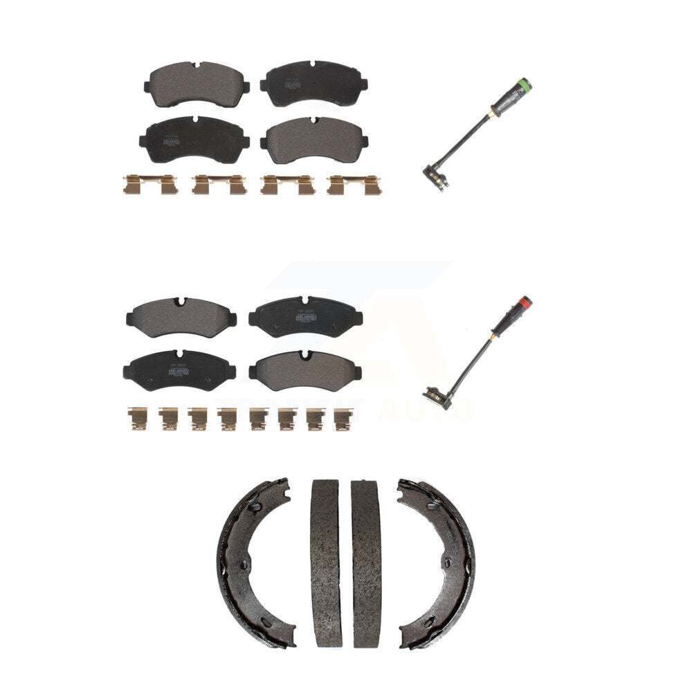 Positive Plus Front Rear Semi-Metallic Disc Brake Pads And Wear Sensors Kit (5Pc) For Mercedes-Benz Sprinter 1500 With Manual Parking KPW-101870