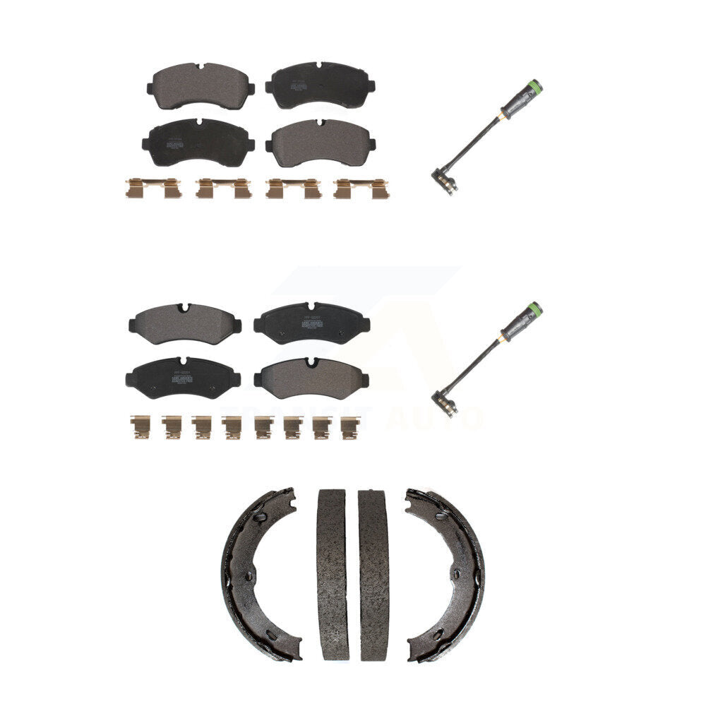 Positive Plus Front Rear Semi-Metallic Disc Brake Pads And Wear Sensors Kit (5Pc) For 2020-2021 Freightliner Sprinter 3500 With Single Wheels Solid Rotors KPW-101871