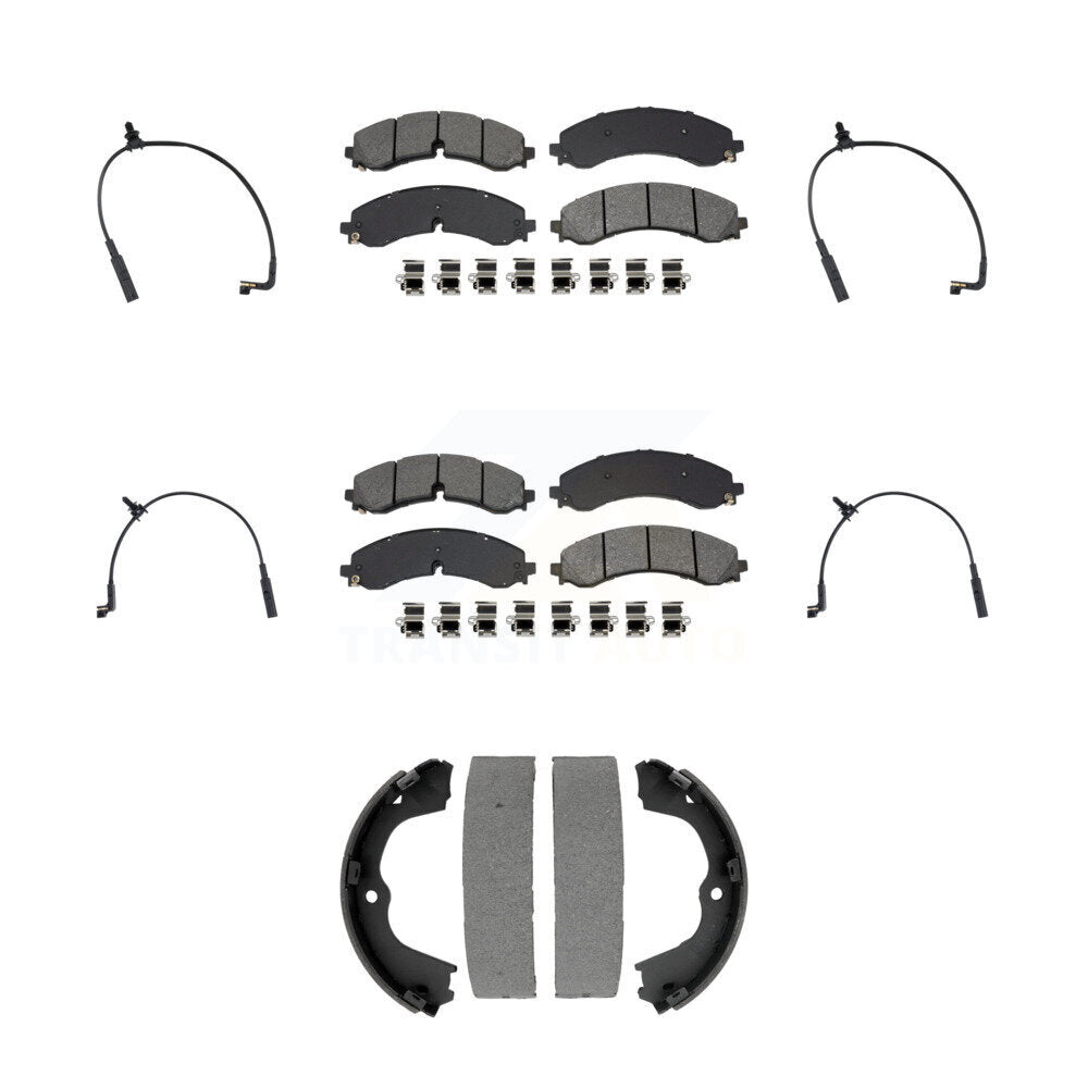 SIM Front Rear Semi-Metallic Disc Brake Pads And Wear Sensors Kit (7Pc) For GMC Chevrolet Silverado 2500 HD Sierra 3500 6.6L KSW-100909