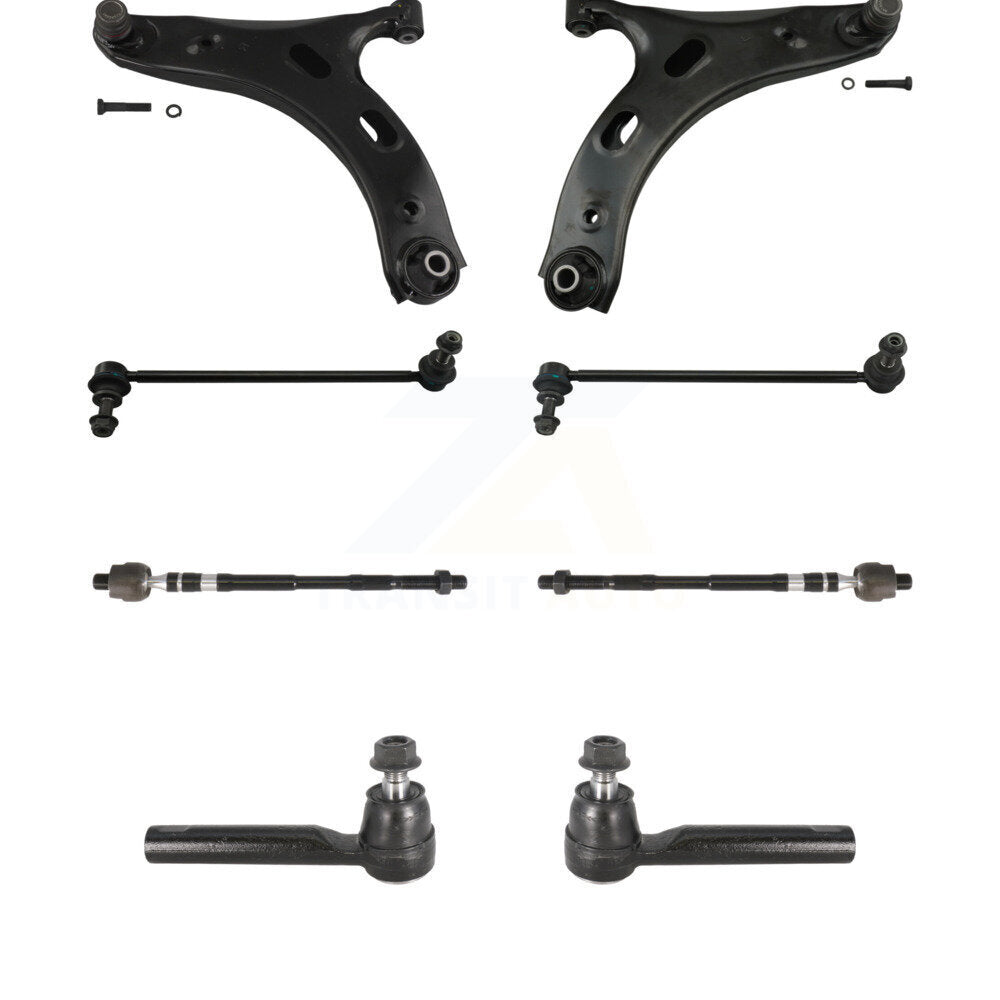 TOR Front Suspension Lower Control Arm And Ball Joint Assembly Steering Tie Rod End Stabilizer Bar Link Kit (8Pc) For