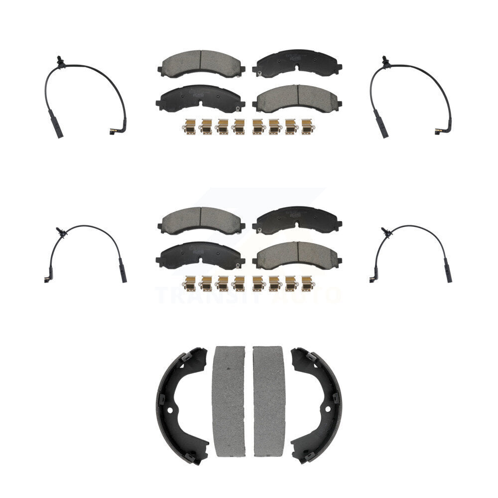 TEC Front Rear Ceramic Disc Brake Pads And Wear Sensors Kit (7Pc) For GMC Chevrolet Silverado 2500 HD Sierra 3500 6.6L KTW-101804