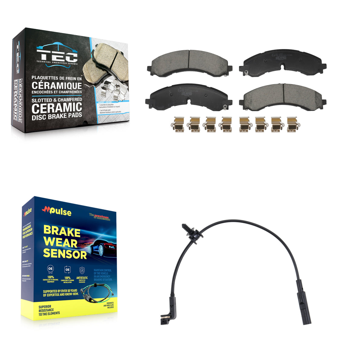TEC Rear Ceramic Disc Brake Pads And Wear Sensor Kit For GMC Chevrolet Silverado 2500 HD Sierra 3500 6.6L KTW-101839