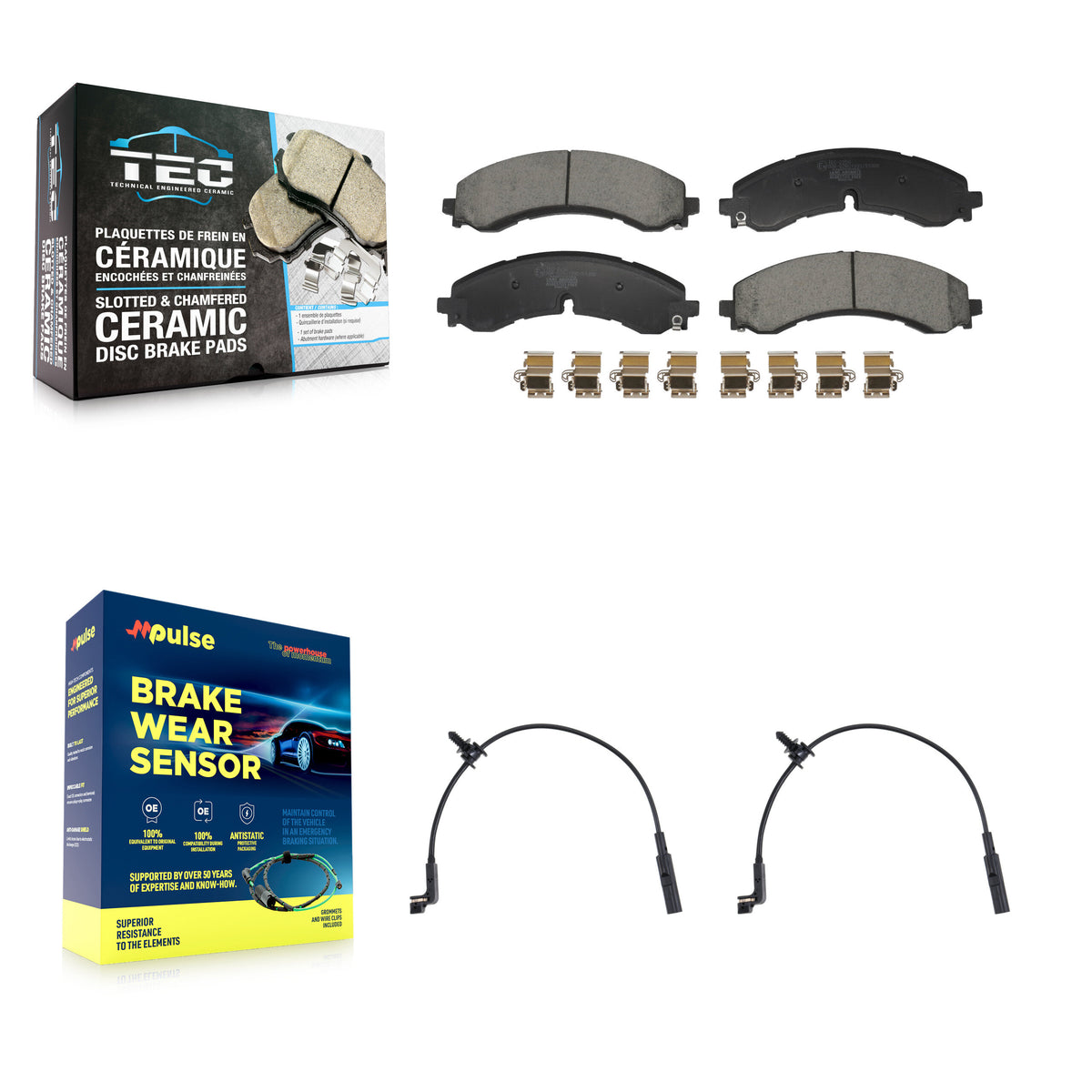 TEC Rear Ceramic Disc Brake Pads And Wear Sensors Kit For GMC Chevrolet Silverado 2500 HD Sierra 3500 6.6L KTW-101846