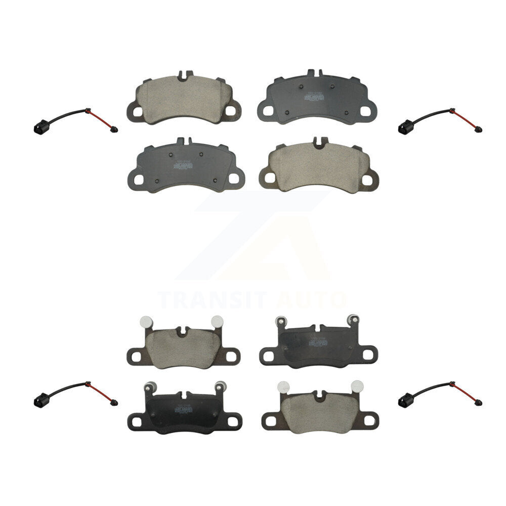 TEC Front Rear Ceramic Disc Brake Pads And Wear Sensors Kit For 2020 Porsche Cayenne Turbo S E-Hybrid Coupe with 4.0L With 350mm Diameter Rotor Cast Iron KTW-102125