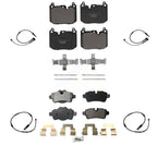 TEC Front Rear Ceramic Disc Brake Pads And Wear Sensors Kit For 2015 Mini Cooper S John Works with Hatchback 1.6L With 5 Lug Wheels 4 Piston Caliper KTW-102136