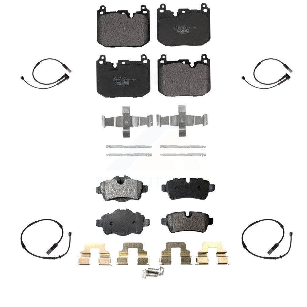TEC Front Rear Ceramic Disc Brake Pads And Wear Sensors Kit For 2015 Mini Cooper S John Works with Hatchback 1.6L With 5 Lug Wheels 4 Piston Caliper KTW-102136
