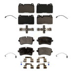 TEC Front Rear Ceramic Disc Brake Pads And Wear Sensors Kit For 2017 Porsche Macan 2.0L With Cast Iron Black Painted Calipers KTW-102146
