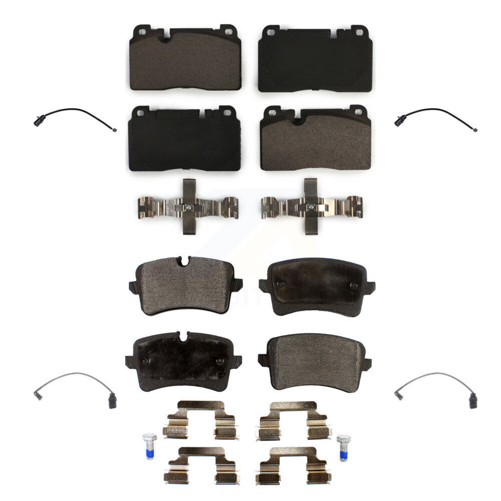 TEC Front Rear Ceramic Disc Brake Pads And Wear Sensors Kit For 2017 Porsche Macan 2.0L With Cast Iron Black Painted Calipers KTW-102146